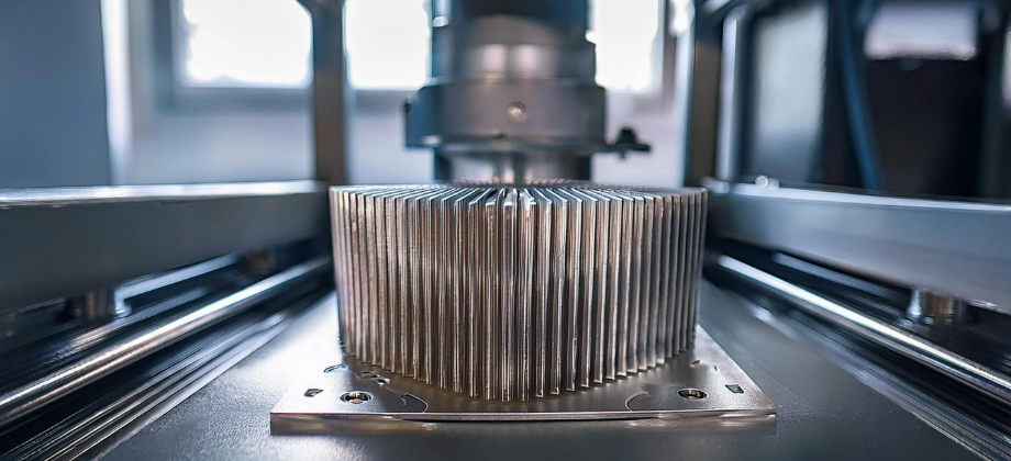 Kuehlkoerper auf Druckbett eines 3D Druckers